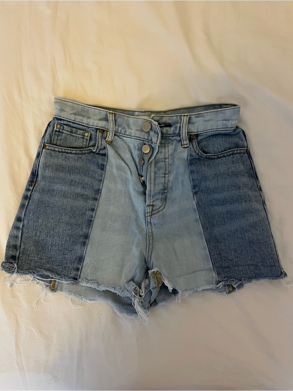 PacSun Two-Tone Light and Medium Blue Denim Shorts
